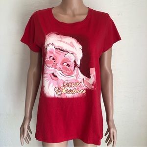 Vintage Y2K Holiday Time Red Merry Christmas T-Shirt Women’s Size L Short Sleeve